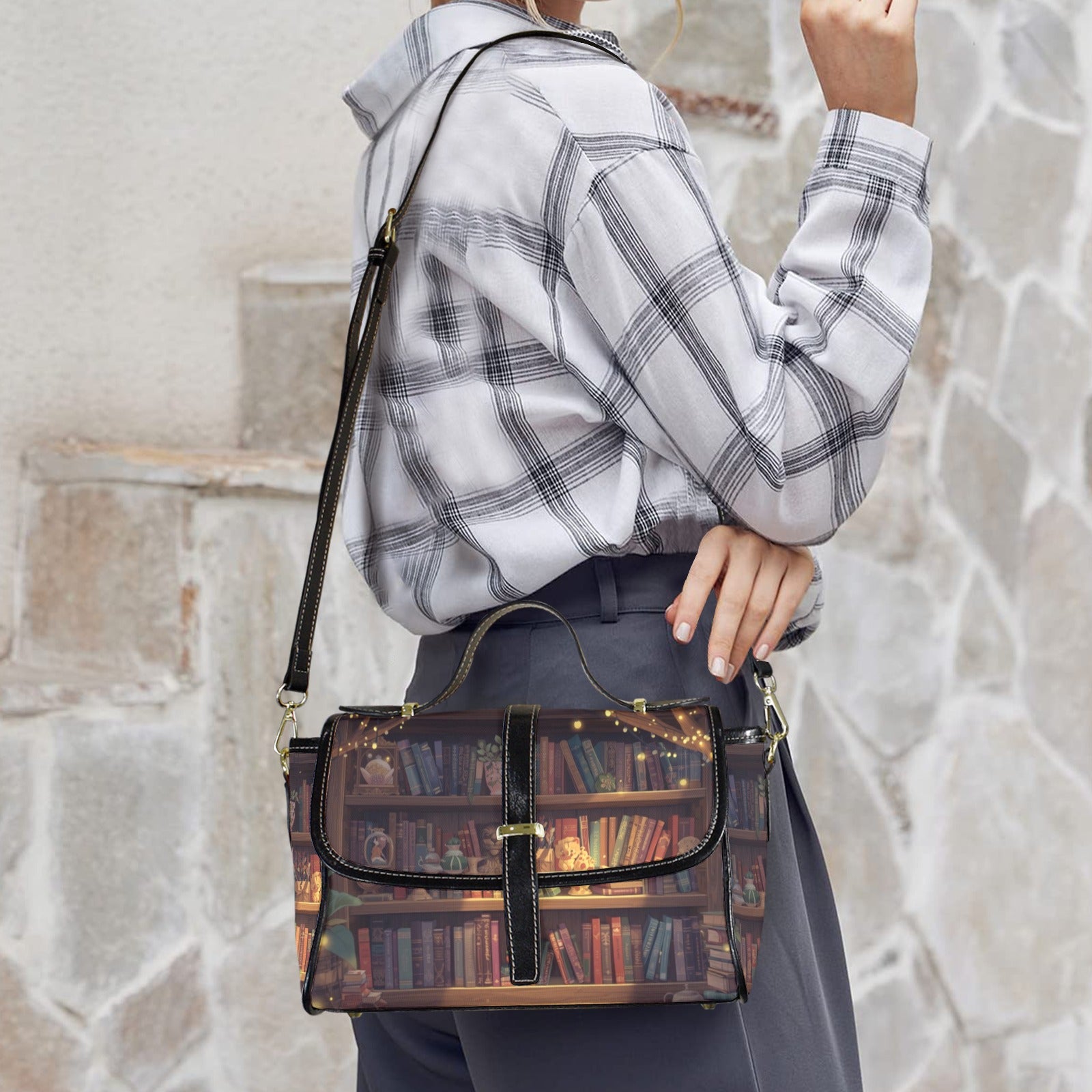 Whimsical Bookcase Crossbody Bag