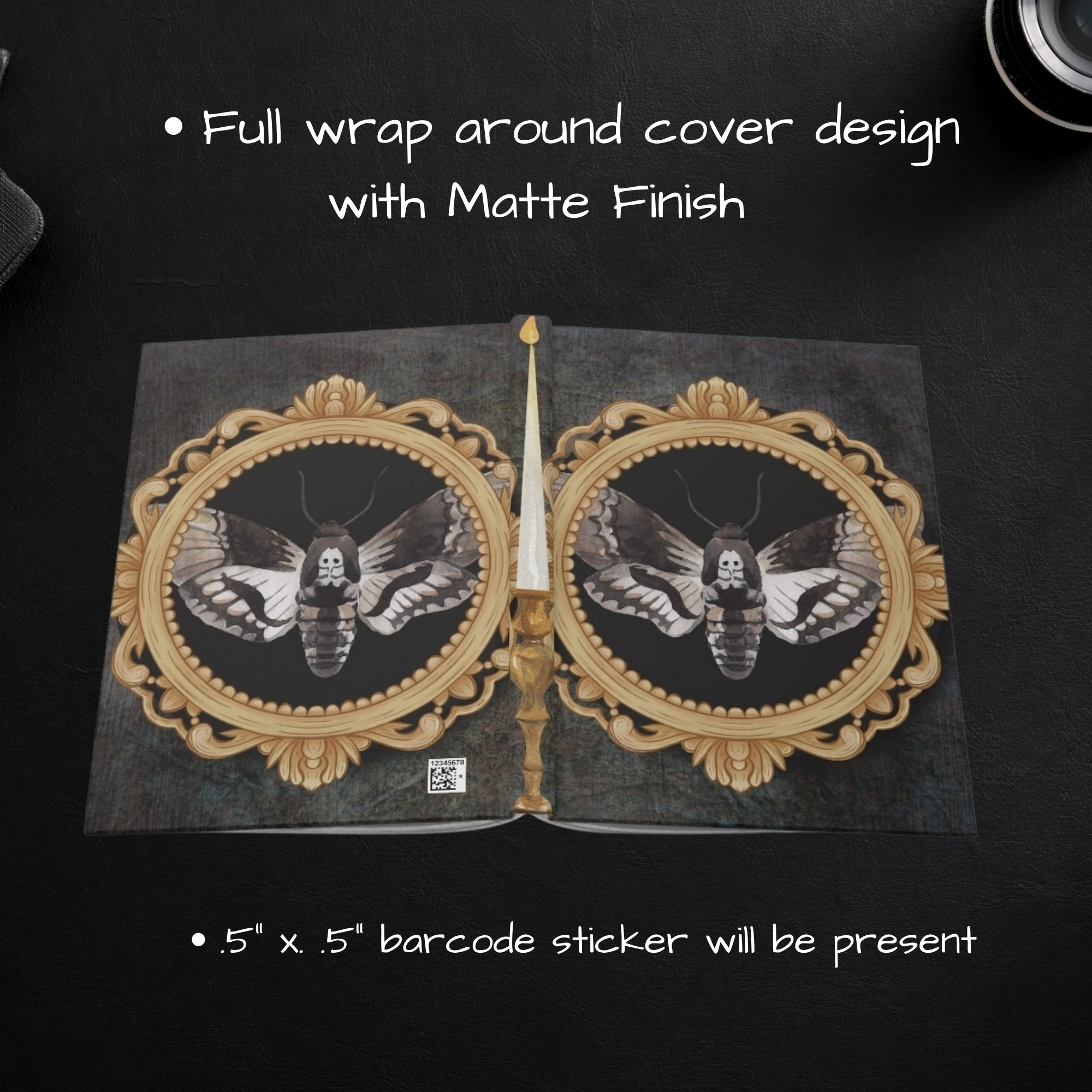 Gothic Death's Head Moth Journal — Gold Cameo Hardcover Spell Book