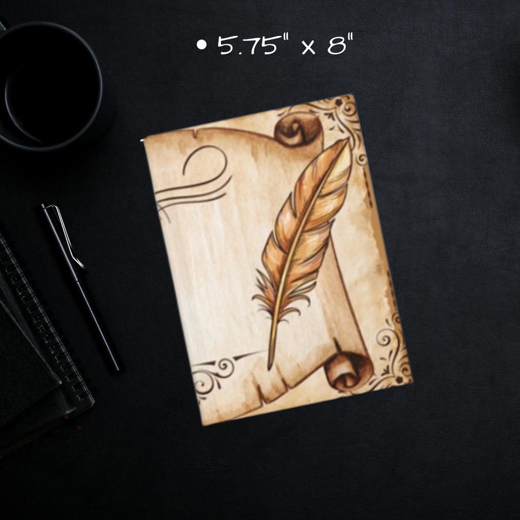 Dark Academia Scroll & Quill Journal — Vintage Parchment Hardcover