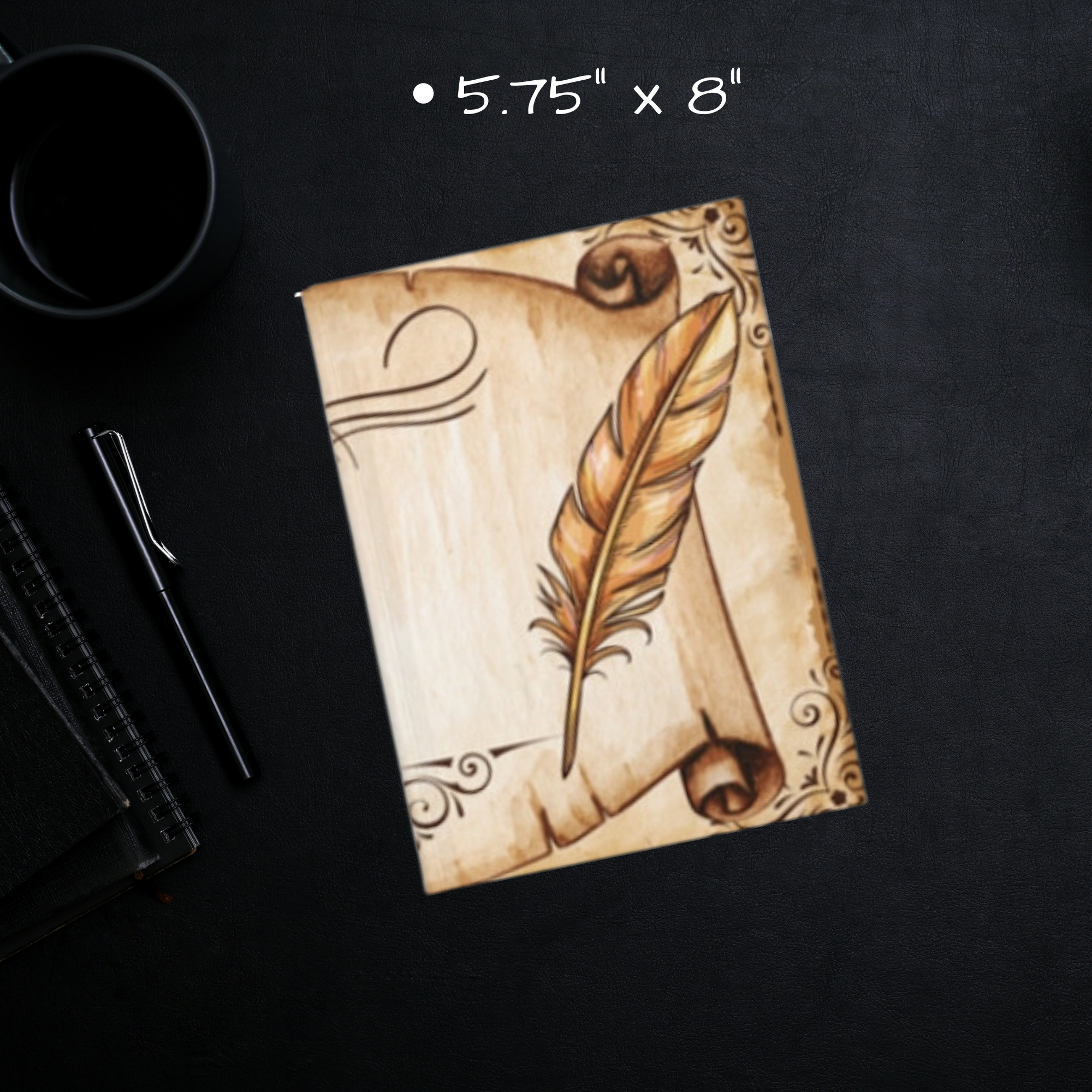 Dark Academia Scroll & Quill Journal — Vintage Parchment Hardcover