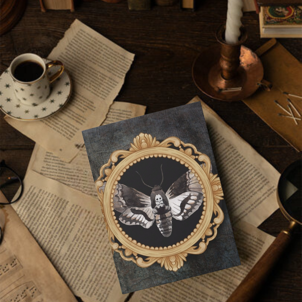 Gothic Death's Head Moth Journal — Gold Cameo Hardcover Spell Book