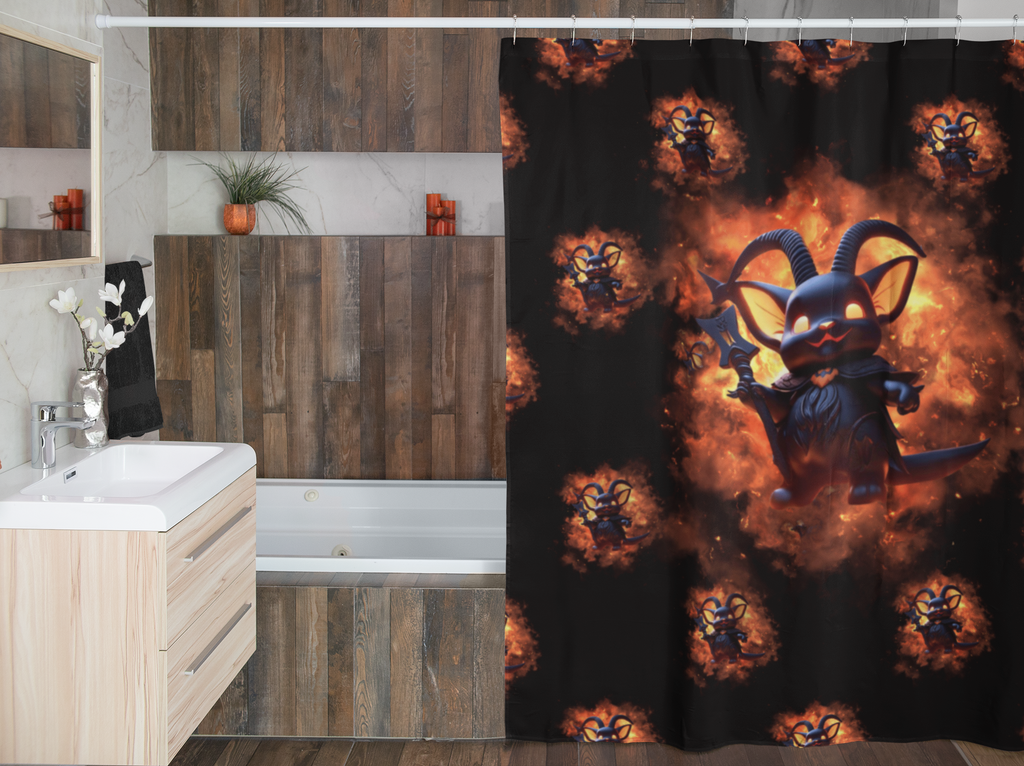 Whimsigoth Kawaii Baphomet Shower Curtain — Gothic Bathroom Decor