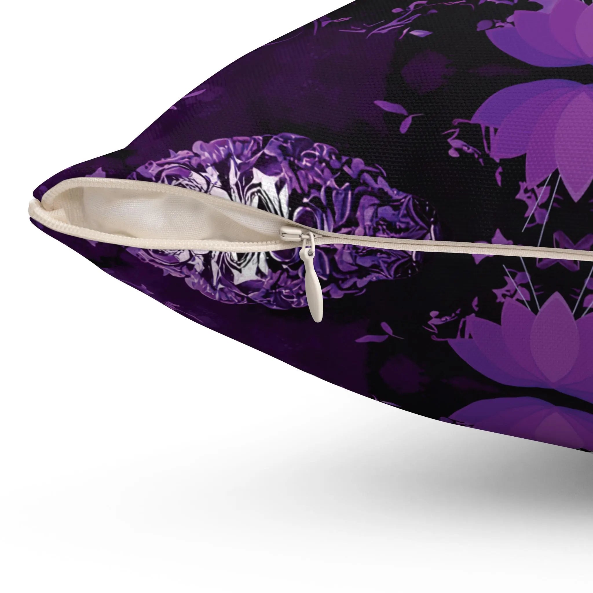 Purple Gothic Skull Throw Pillow — Damask Dark Home Decor