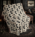 Gothic Bat Pattern Woven Cotton Throw Blanket — Fringe Bat Home Decor