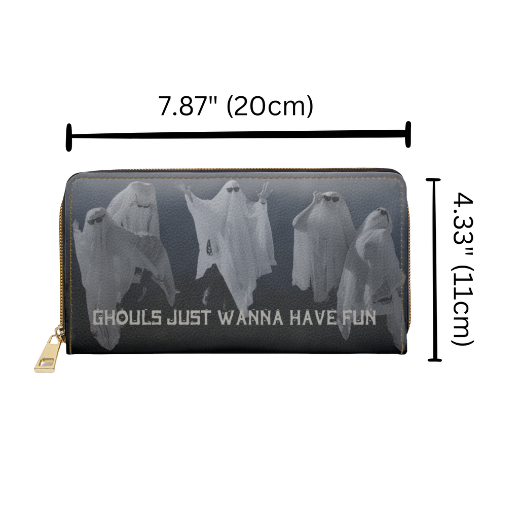 Ghouls Just Wanna Have Fun Wallet | Funny Ghost Faux Leather Zipper Clutch
